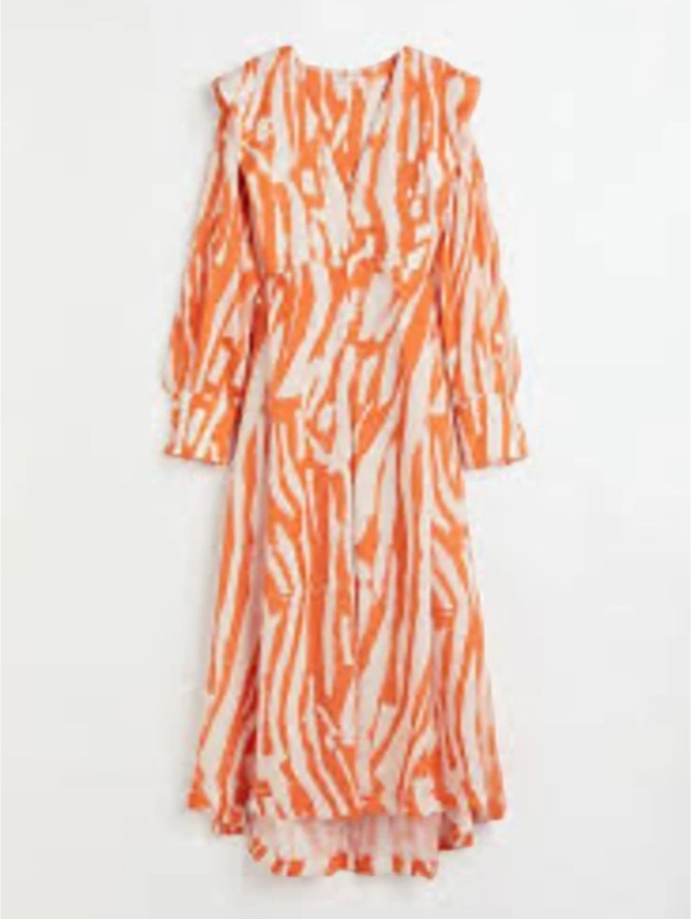 H&M Orange Cream Abstract Print Flowy Maxi Dress Size L - Picture 6 of 16